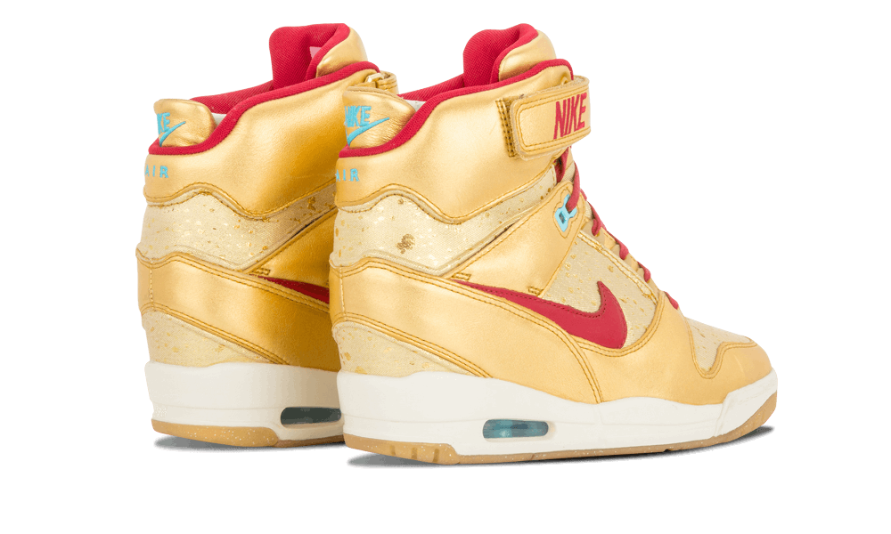 Nike air revolution sky hi wedge sneakers clearance gold